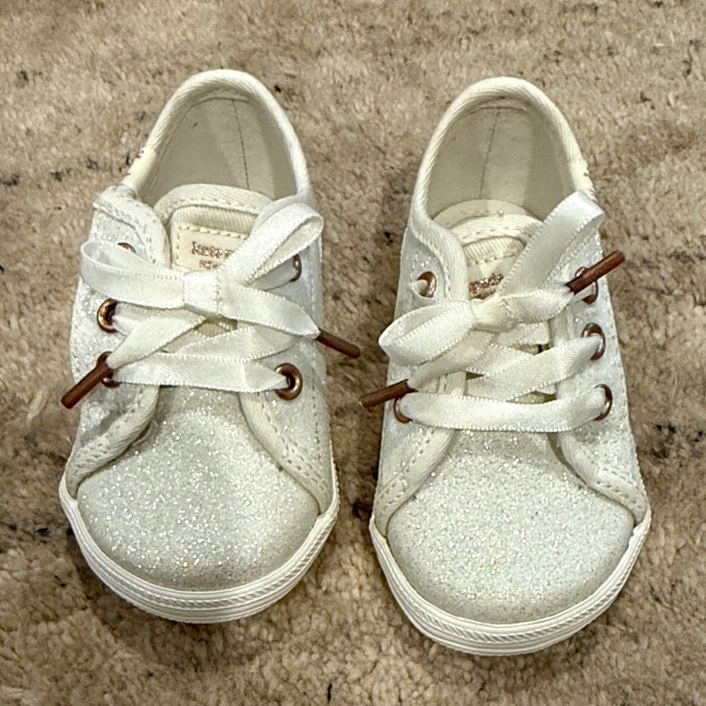 Kate Spade Kids White Glitter Shoes